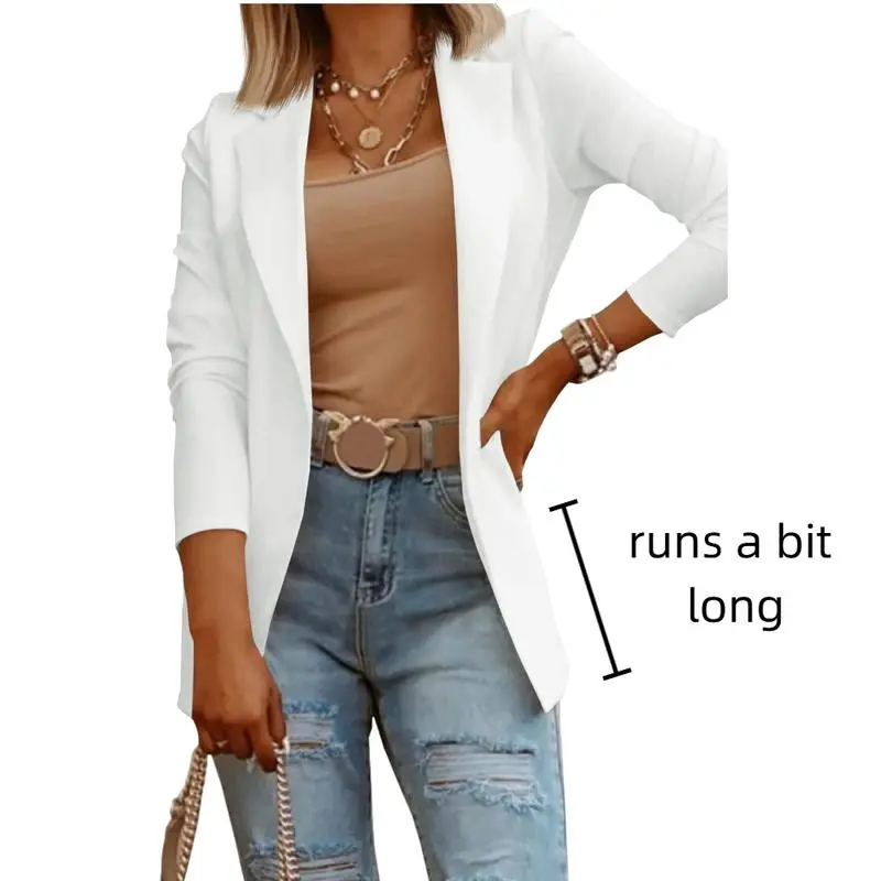 Womens Casual Long Sleeve Blazers Solid Color Knit Blazer Work Office Open Front/Button Down Blazer Jacket