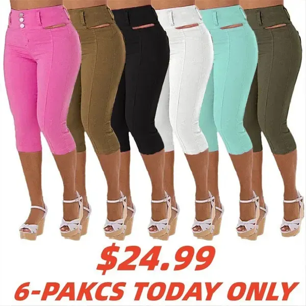 Solid Cut Out Waist Skinny High Waist Capri Jeans-($15 cash back for the first 50 people)