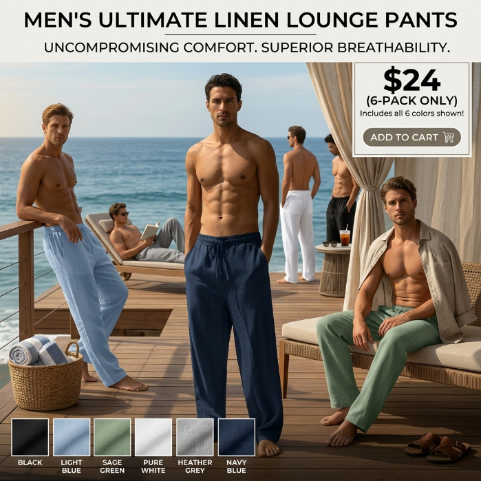 Men’s Lightweight Casual Drawstring Straight-Leg Pants