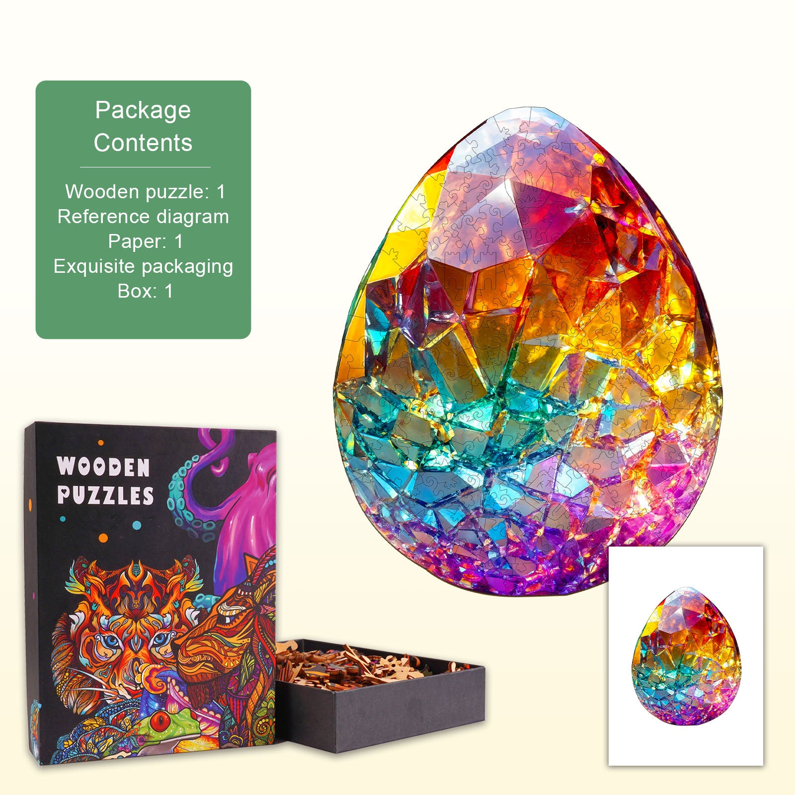 Colorful crystal egg Wooden Jigsaw Puzzle