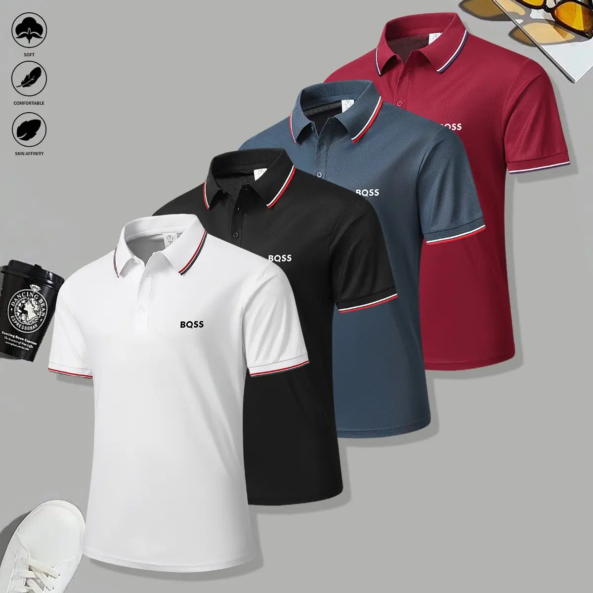 men's casual short-sleeved polo shirts mixed-color suit, breathable and refreshing, suitable for all seasons, is a good choice for men who give gifts during the holidays
