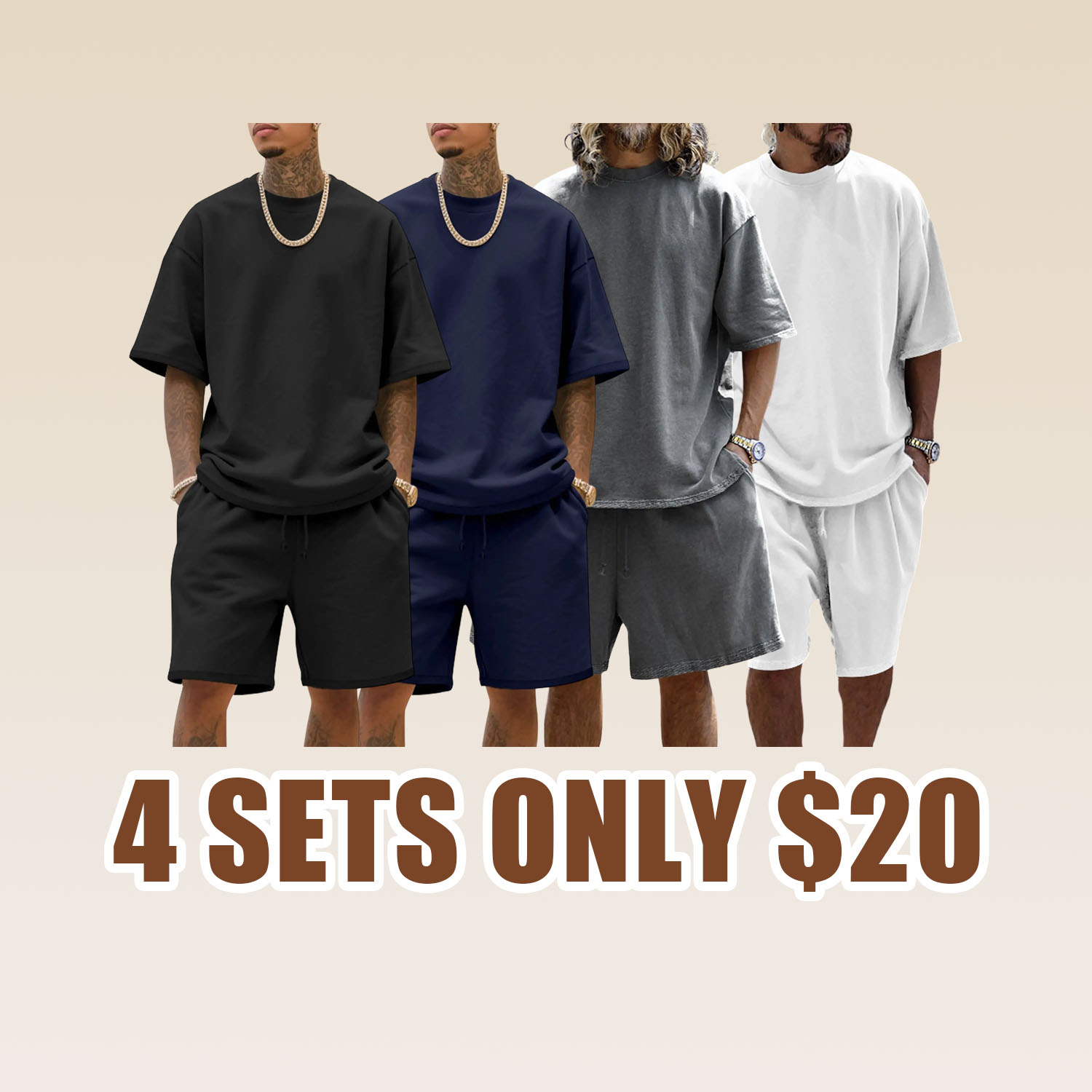 Men's Summer Casual Set, Pure Color Round Neck Short Sleeve Knit Tee & Shorts, Classic Loose Fit Sportswear, Comfortable Daily Wear Outfit