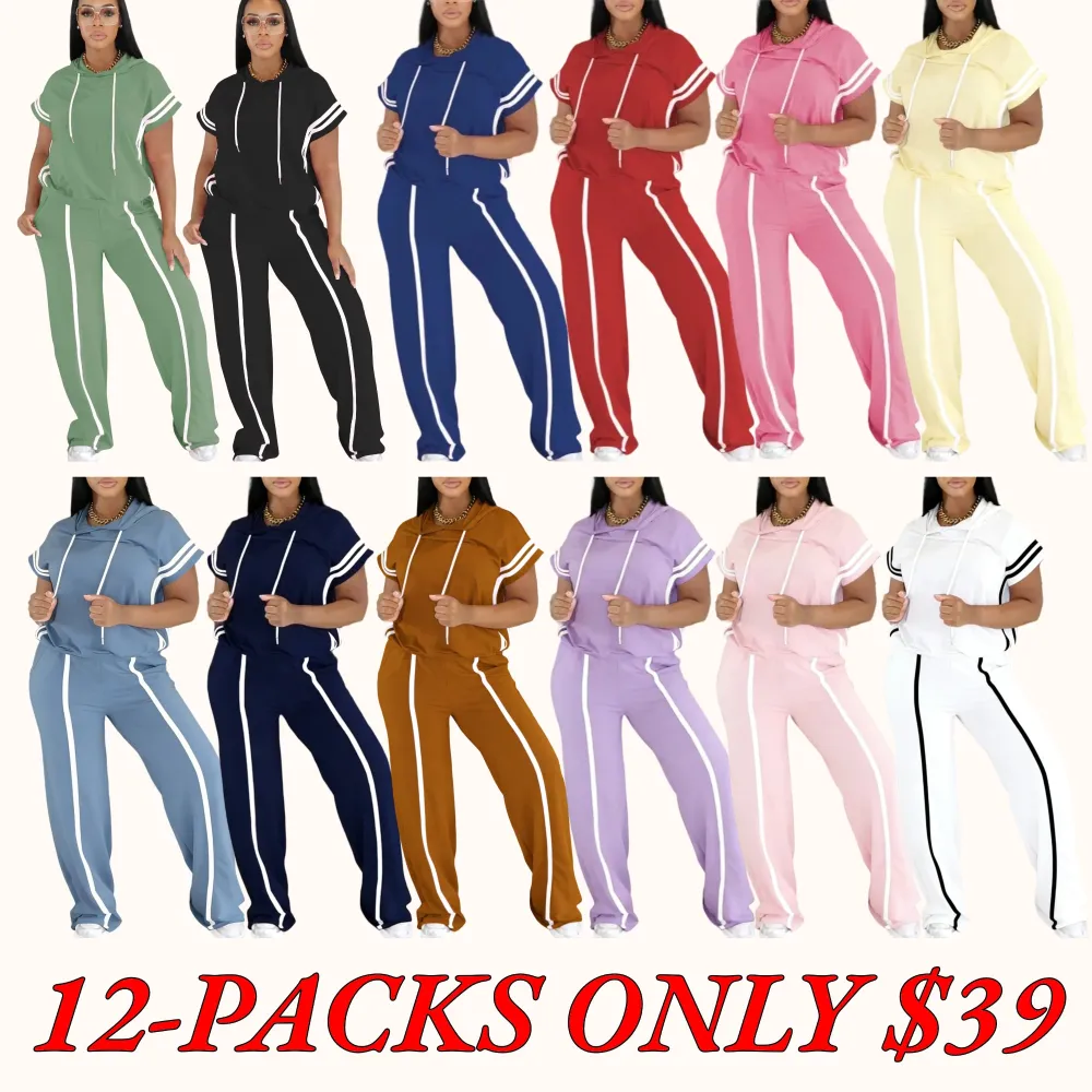 Women's Spring/Summer Hooded Top and Casual Trousers Set