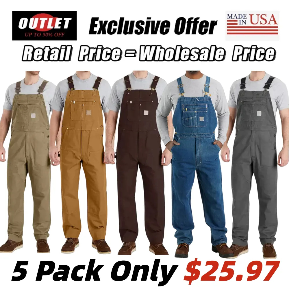 🔥Last Day Promotion!Men's Denim Bib Overalls, Workwear with Adjustable Straps and Convenient Tool Pockets