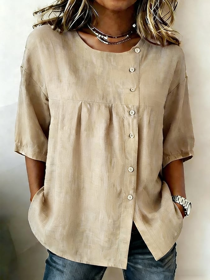 Women's Casual Retro Cotton Linen Button-Up Shirt- Fast Shipping
