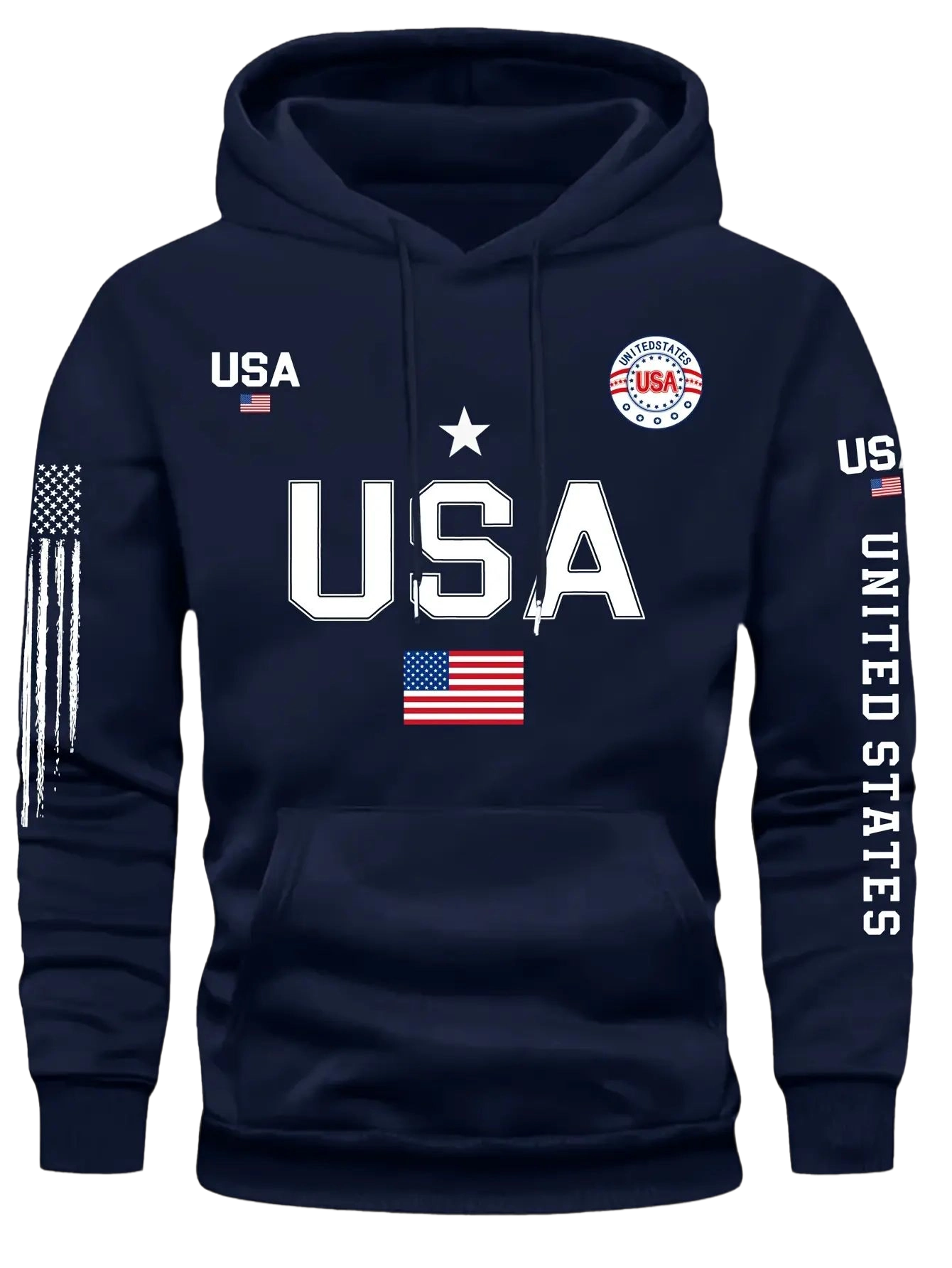USA flag print hoodie men's fleece sweatshirt, 2026 spring pullover hooded sports hoodie