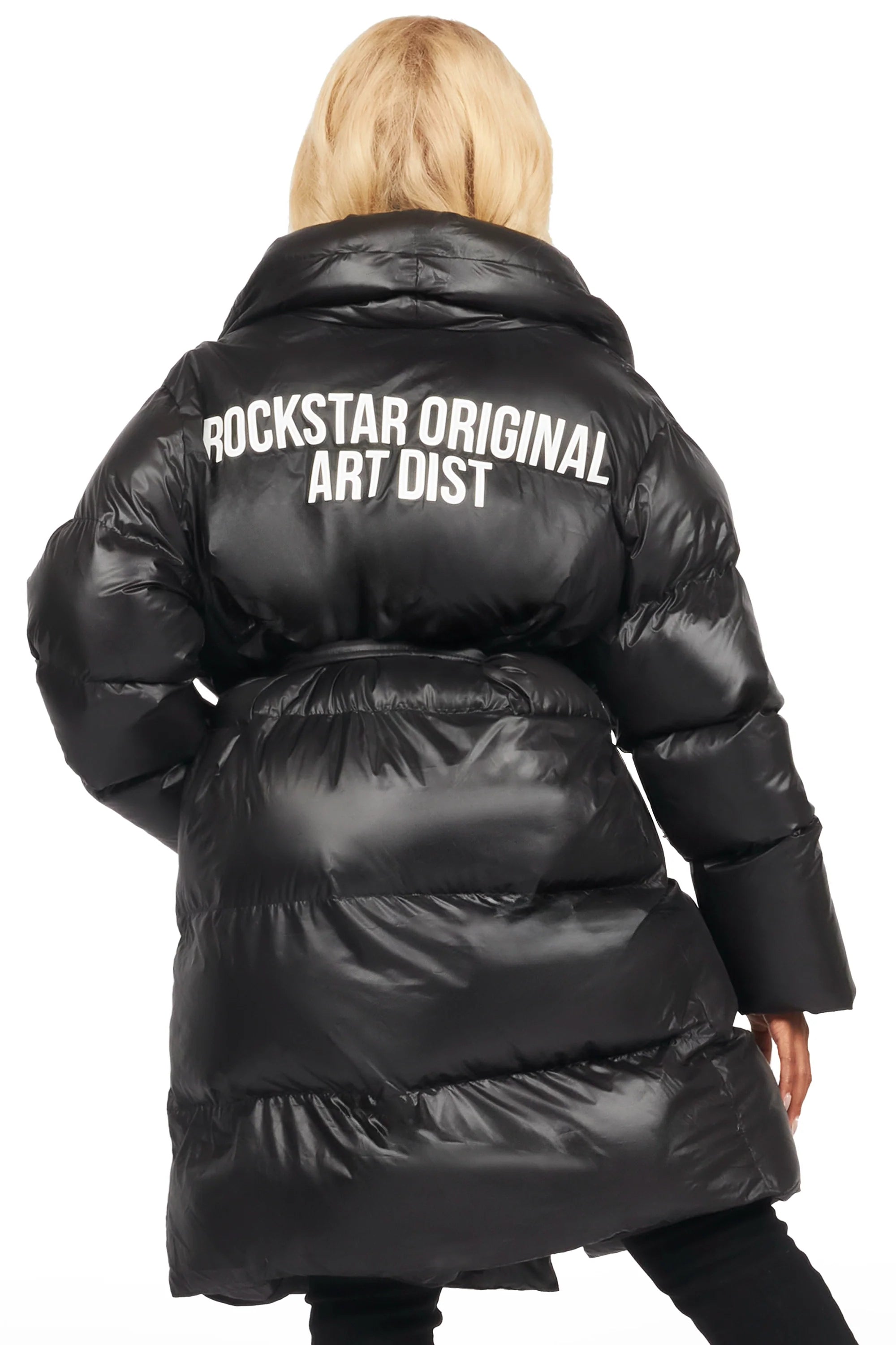 Sehrazat Black Long Wrap Puffer Jacket