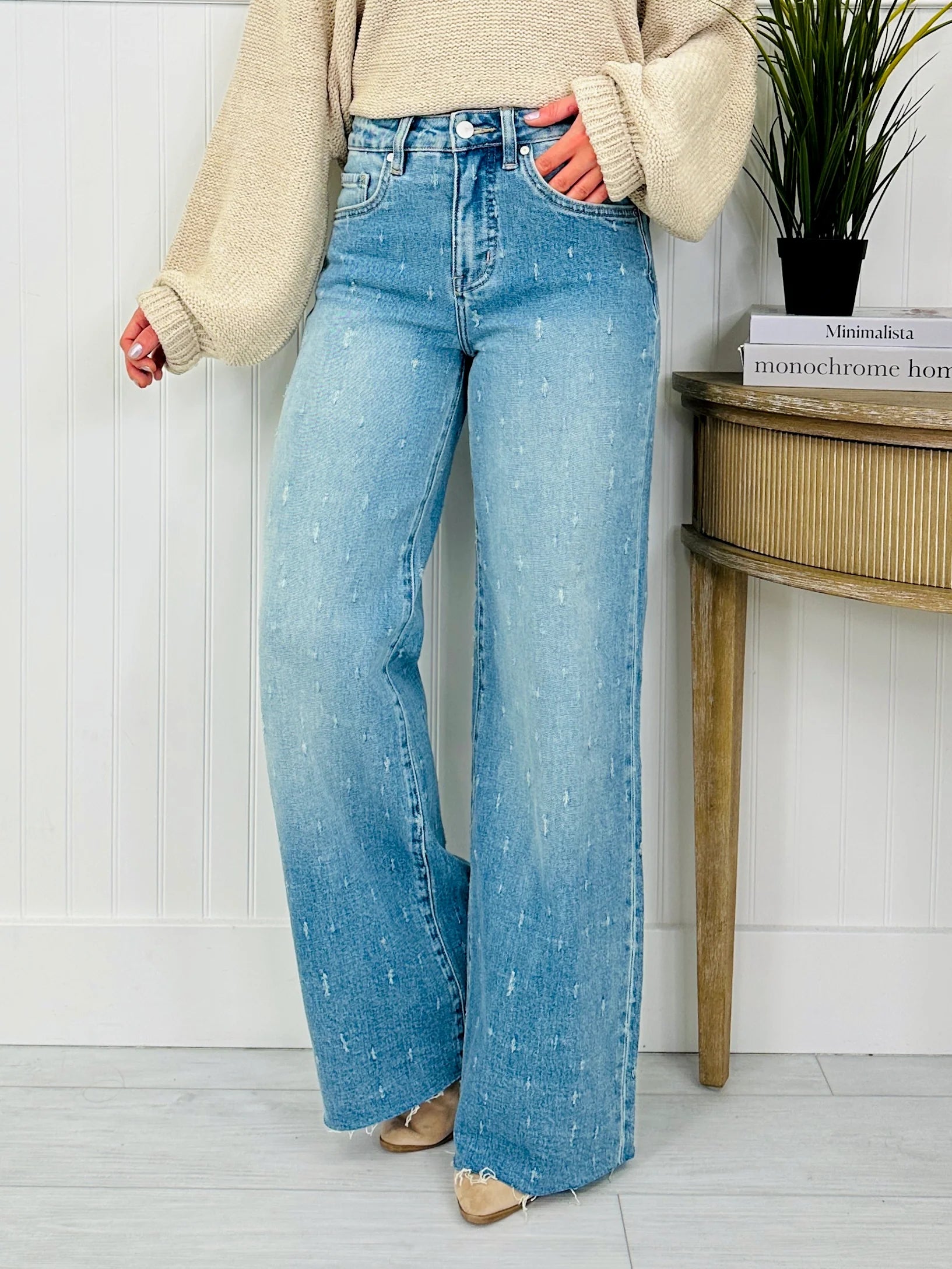 Cat Scratch Fever Tummy Control Wide Leg Jeans