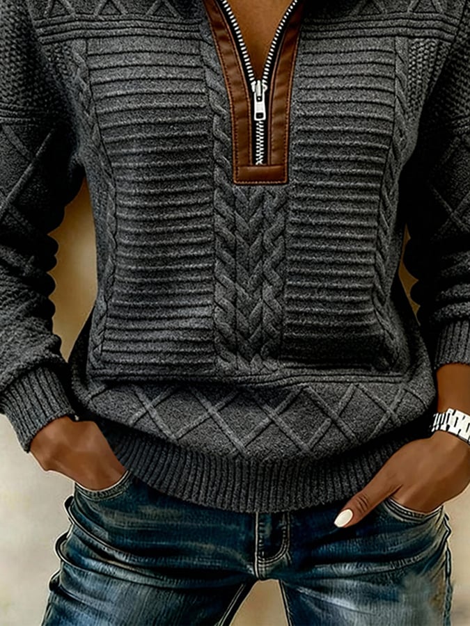 Women'S Casual Color-Blocked Pullover Sweatshirt