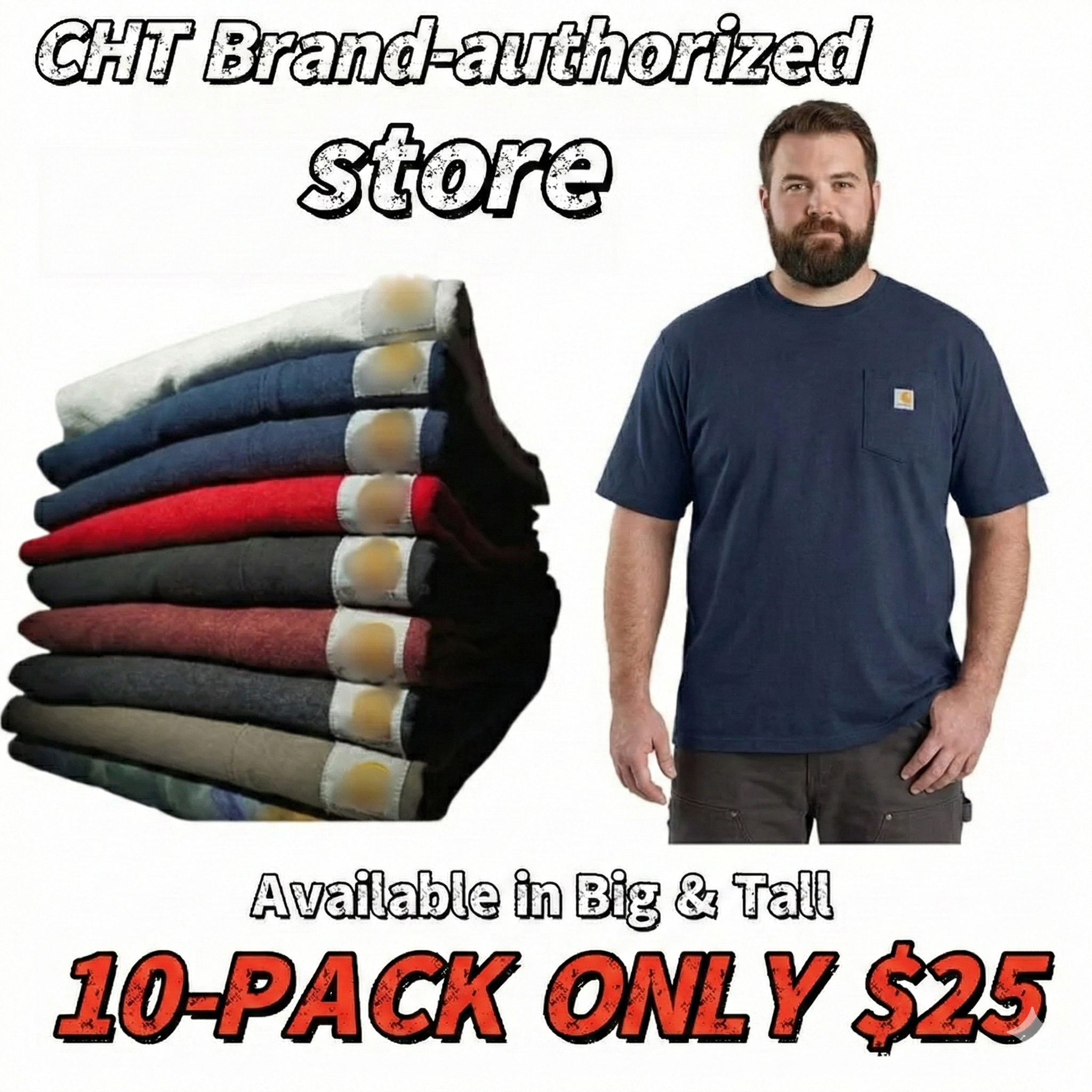 CHT Men's K87 Workwear Loose Fit Heavyweight Short-Sleeve Pocket T-Shirt