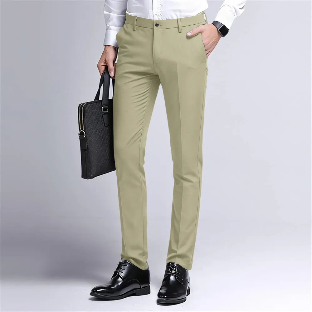 Men's Stretch Dress Pants Slim Fit Skinny Suit Pants