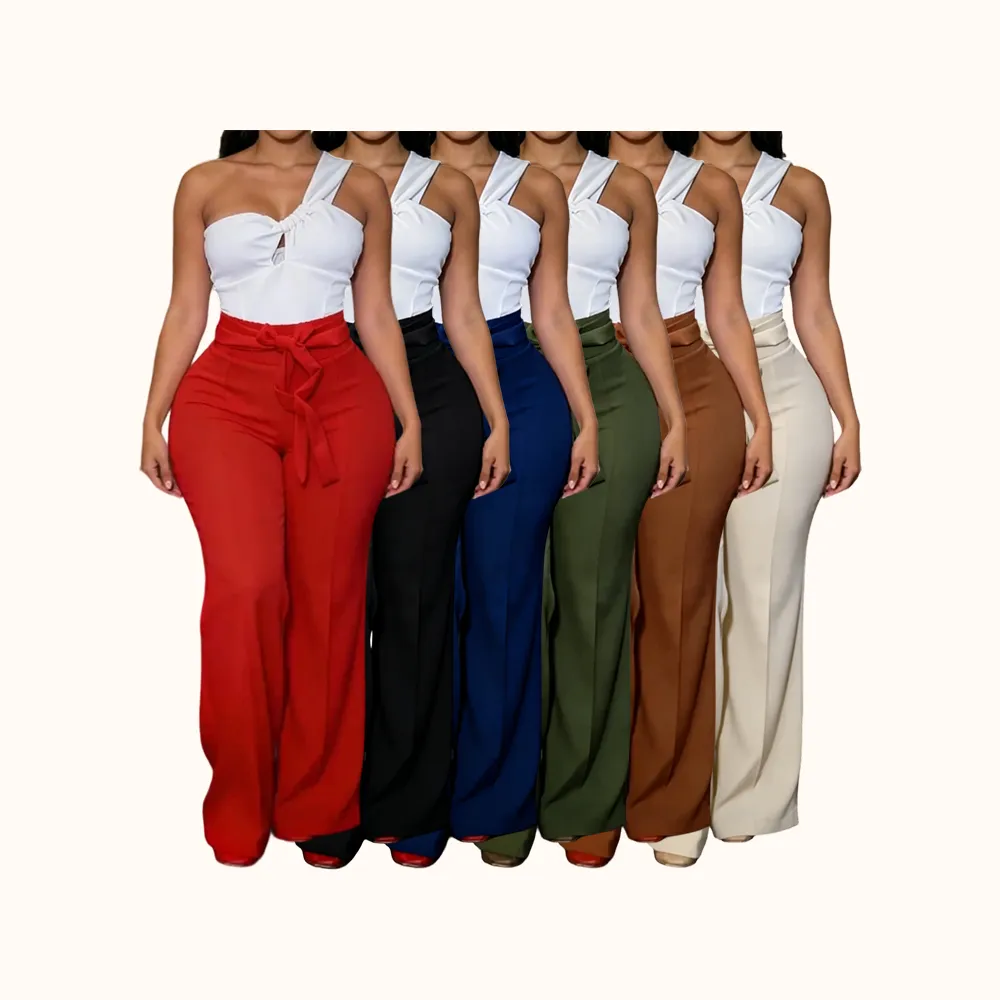 Elegant Jumpsuit + Wide Leg Pants Set, Sexy Vacation, Perfect for Summer, Stylish and Comfortable