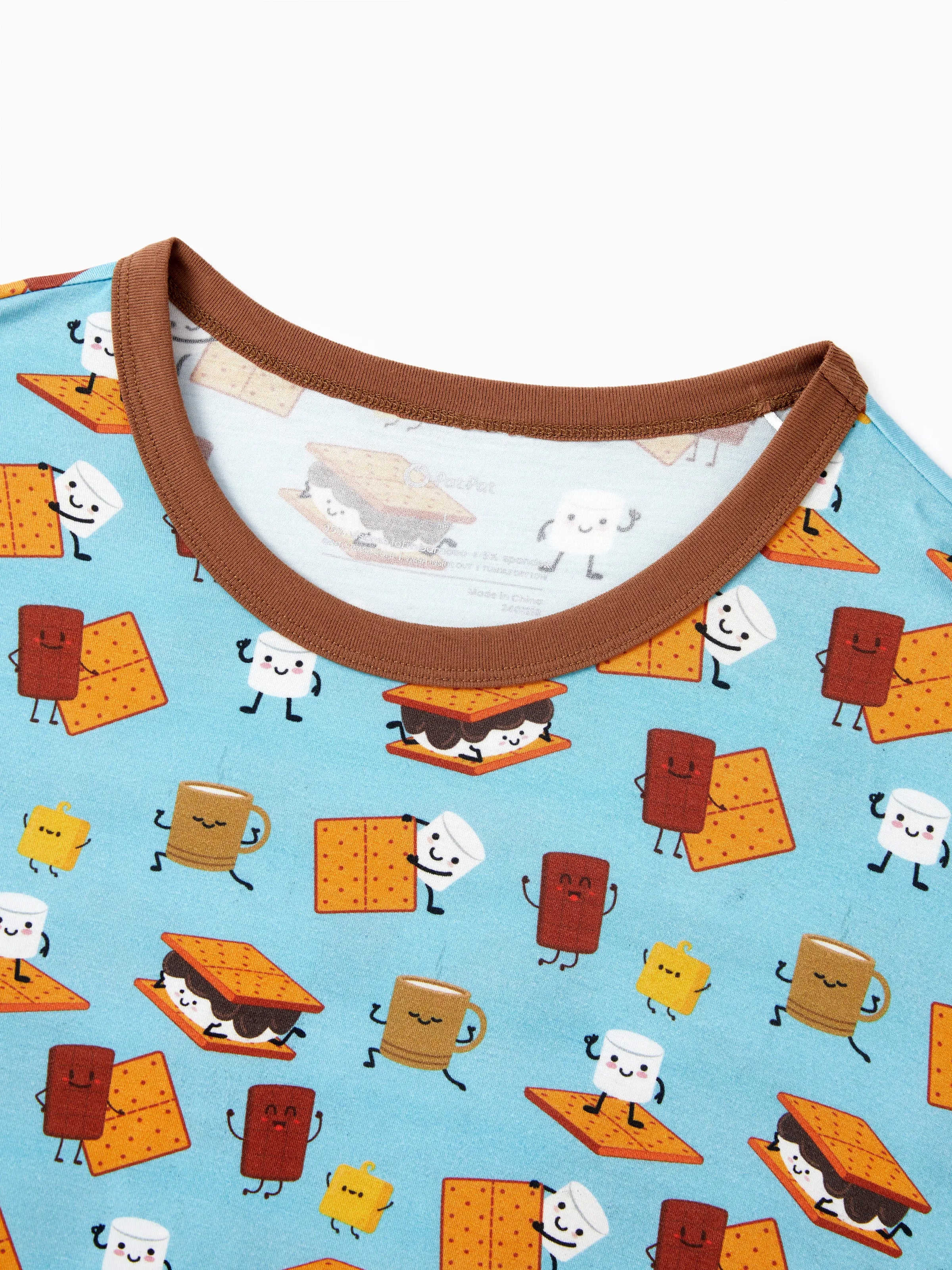 Bamboo Family PJs Cute Print Short Sleeve & Long Pants Sleepwear Matching Pajama set (Snug-Fitting for Children) Green