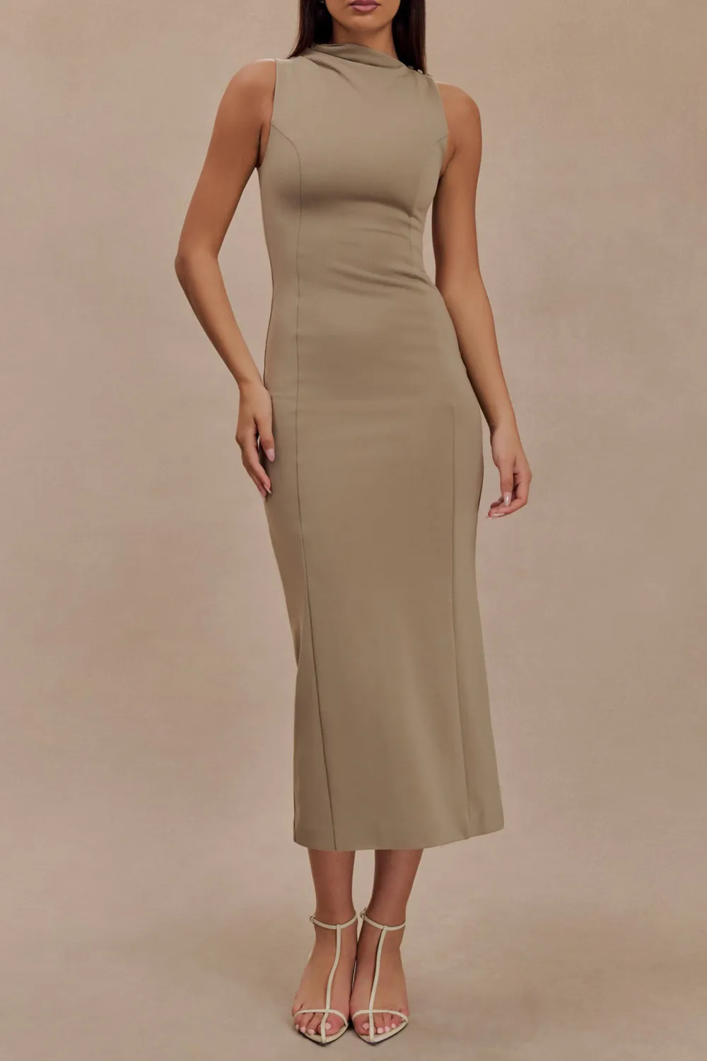 Draped Stretch Crepe Maxi Dress