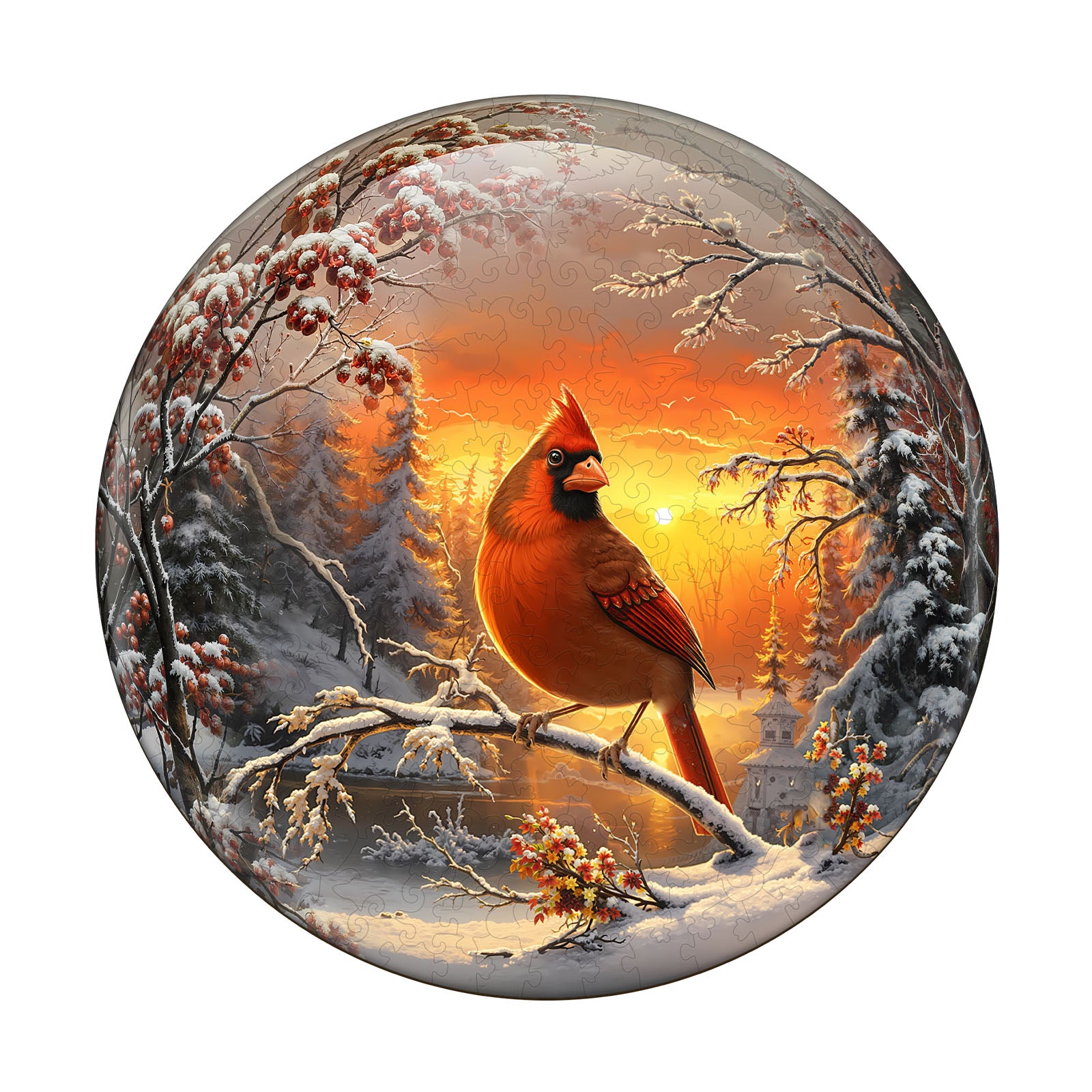 Snow Cardinal Wooden Jigsaw Puzzle