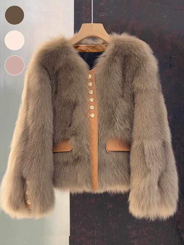 Women's Faux Fox Fur Coat Short Section Autumn Winter New Style Korean Version Commuting Real Fur Patchwork Outerwear