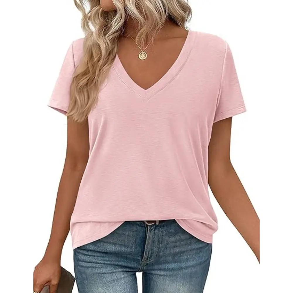 🔥11-Pack $24.99-Women’s Summer Casual V Neck Sleeve Loose Basic Tees