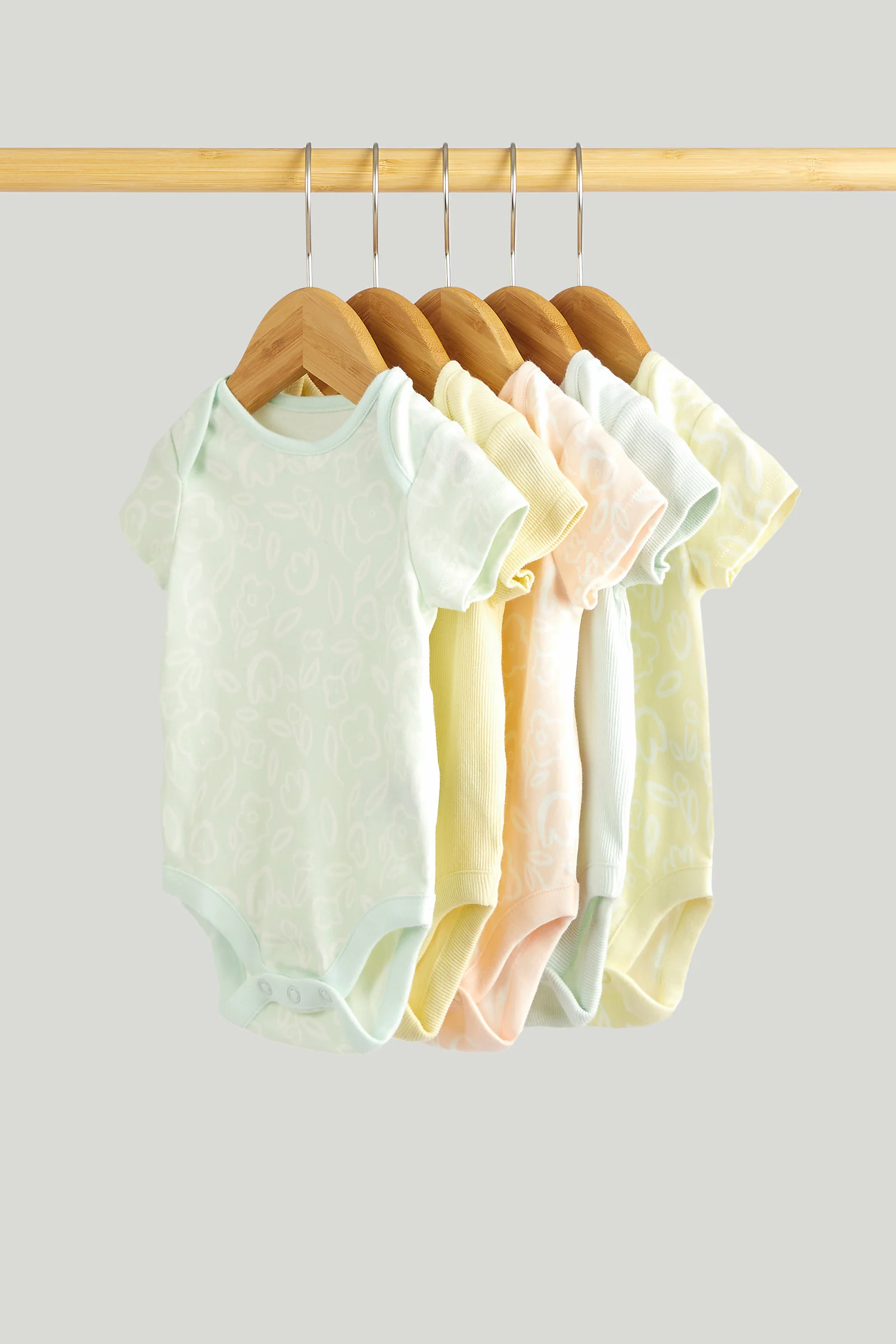 5 Pack Floral Short-Sleeved Bodysuits