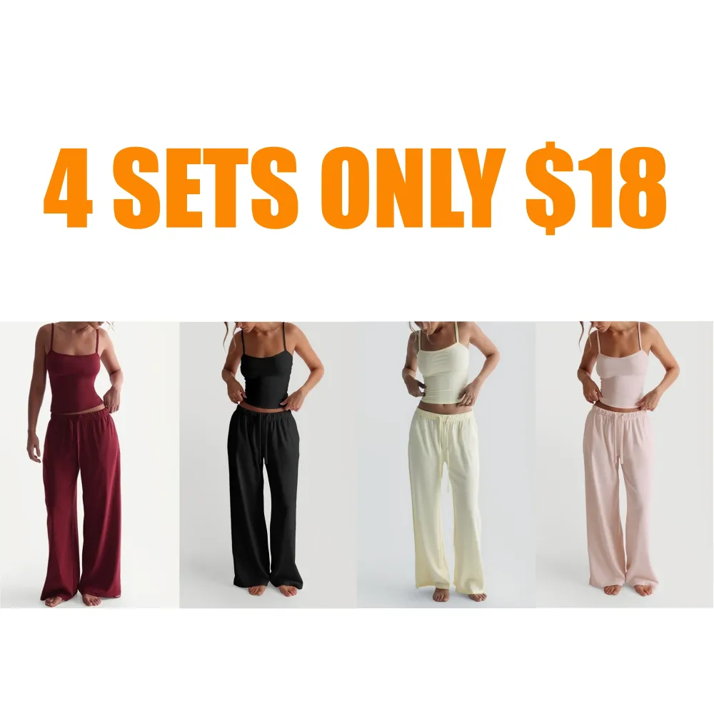 Two-Piece Set Women's Solid Color Cami Top & Pants