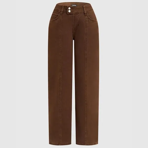 Mid Rise Straight Leg Butt Hugging Pants Women's Stretchy Fabric Multicolor Flattering