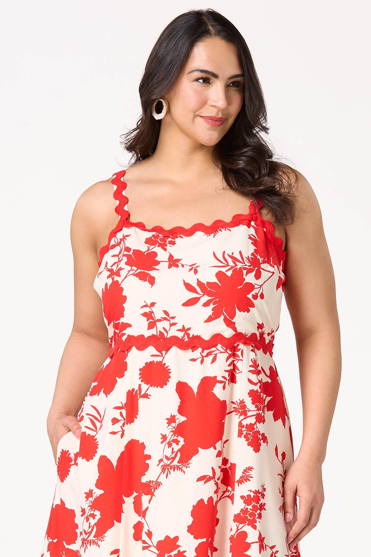 Plus Size Red Ric Rac Maxi Dress