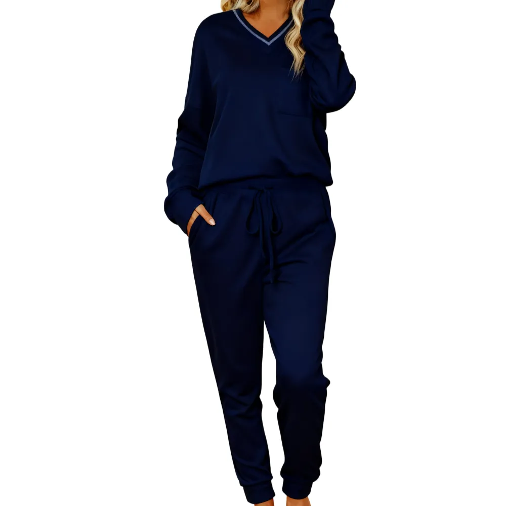 Women's Waffle Knit Two Piece Pullover & Joggers Set