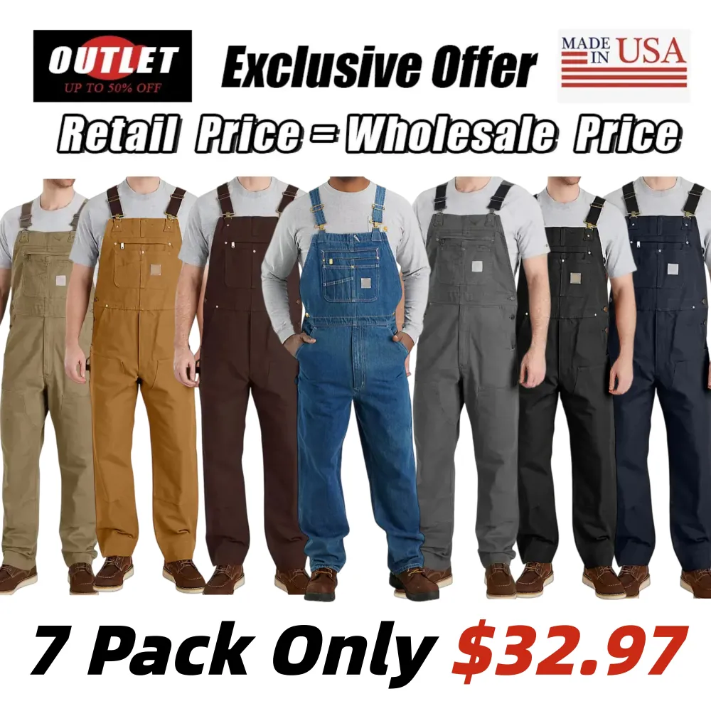 🔥Last Day Promotion!Men's Denim Bib Overalls, Workwear with Adjustable Straps and Convenient Tool Pockets