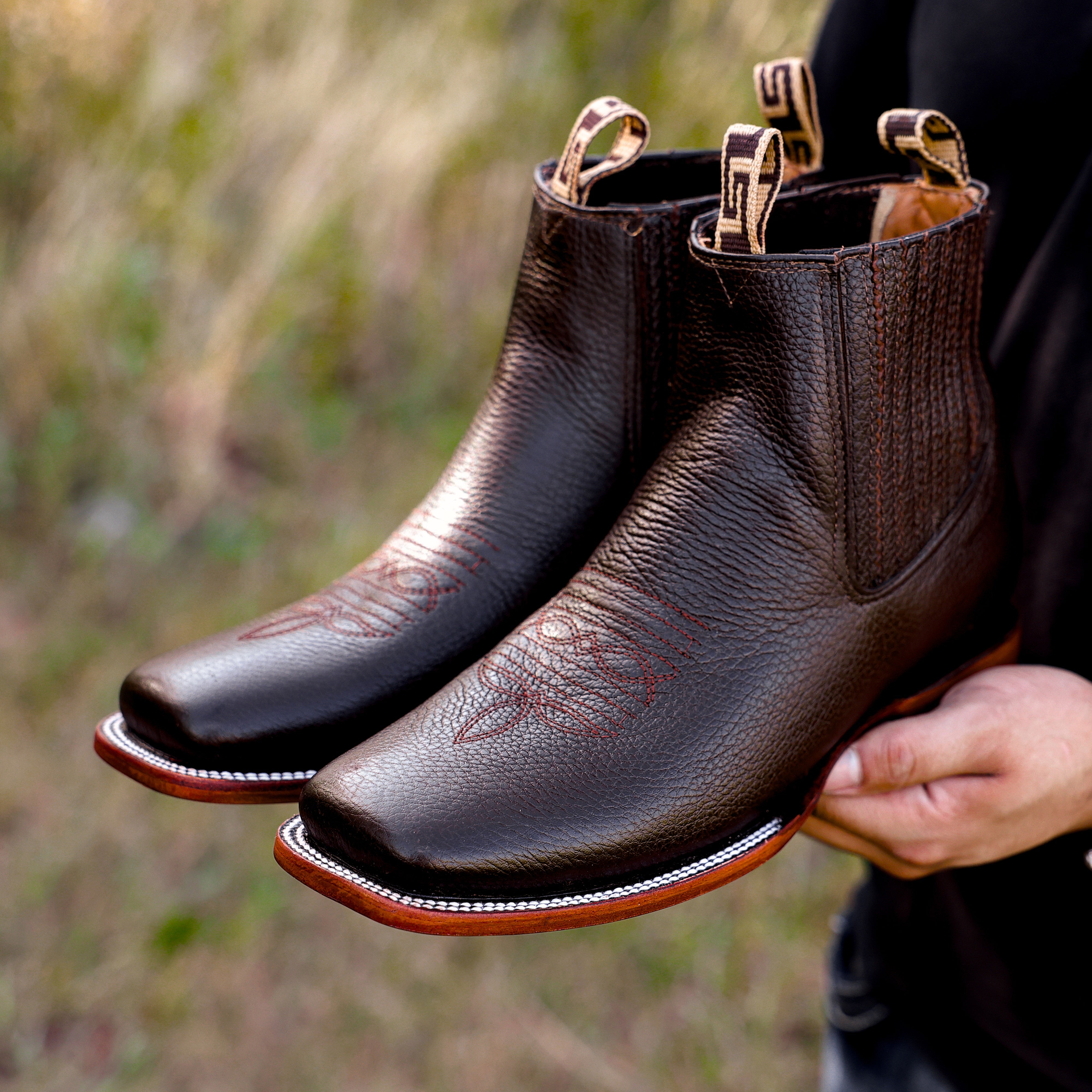 Chocolate Brown Leather Botin - Square Toe