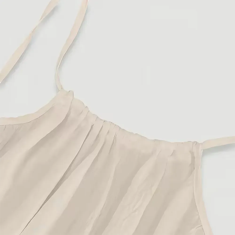 Women's Solid Color Backless Cami Dress, Casual Sleeveless Dress for Summer, Ladies Clothes for Beach Holiday Vacation