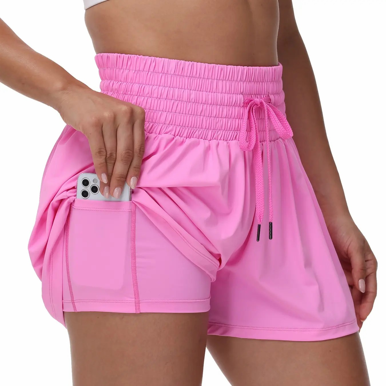 🛍️【Stock Up Deals】Women’s 2-in-1 High-Waisted Flowy Athletic Shorts with Pockets