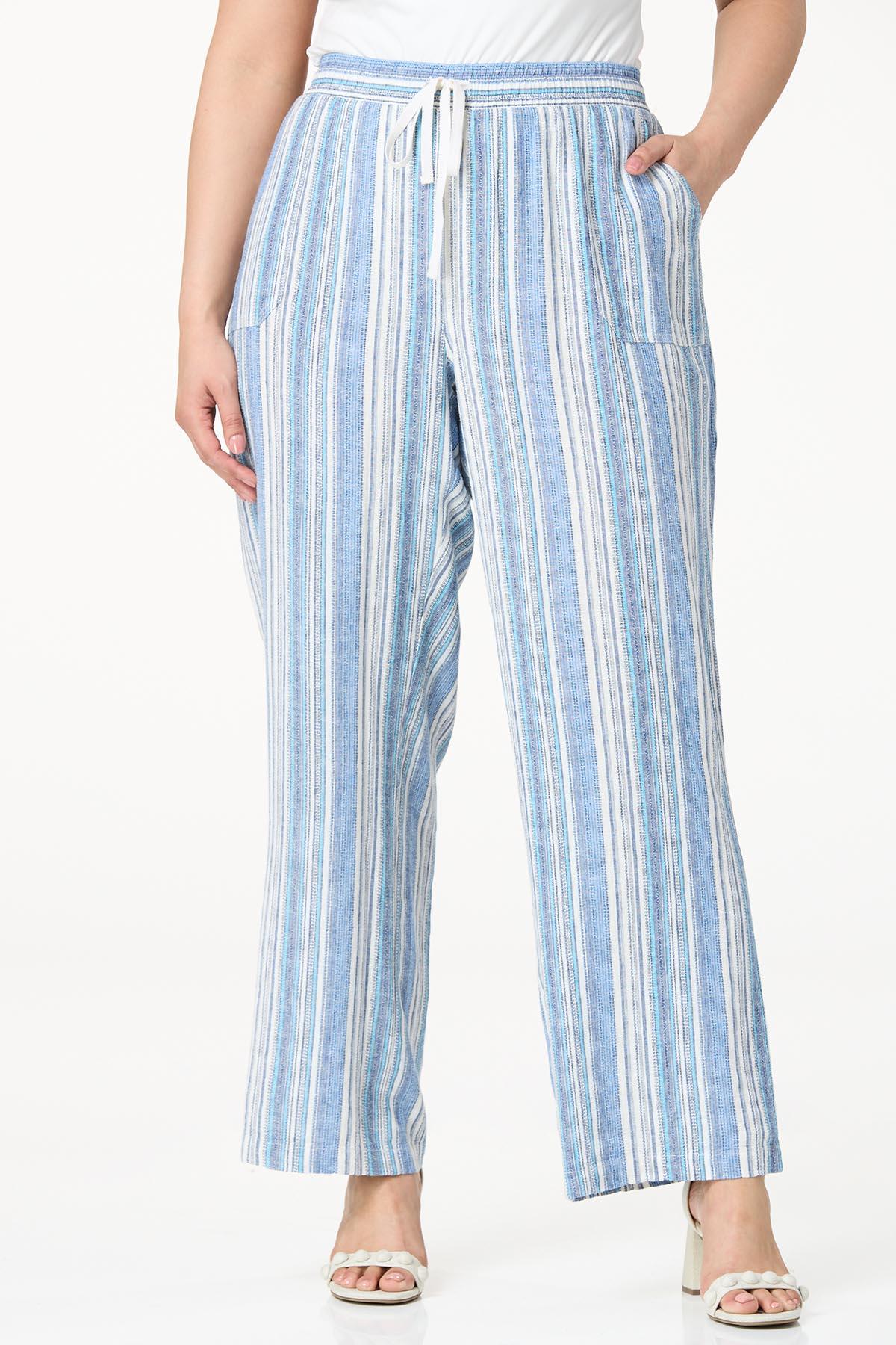 Plus Size Stripe Linen Pants