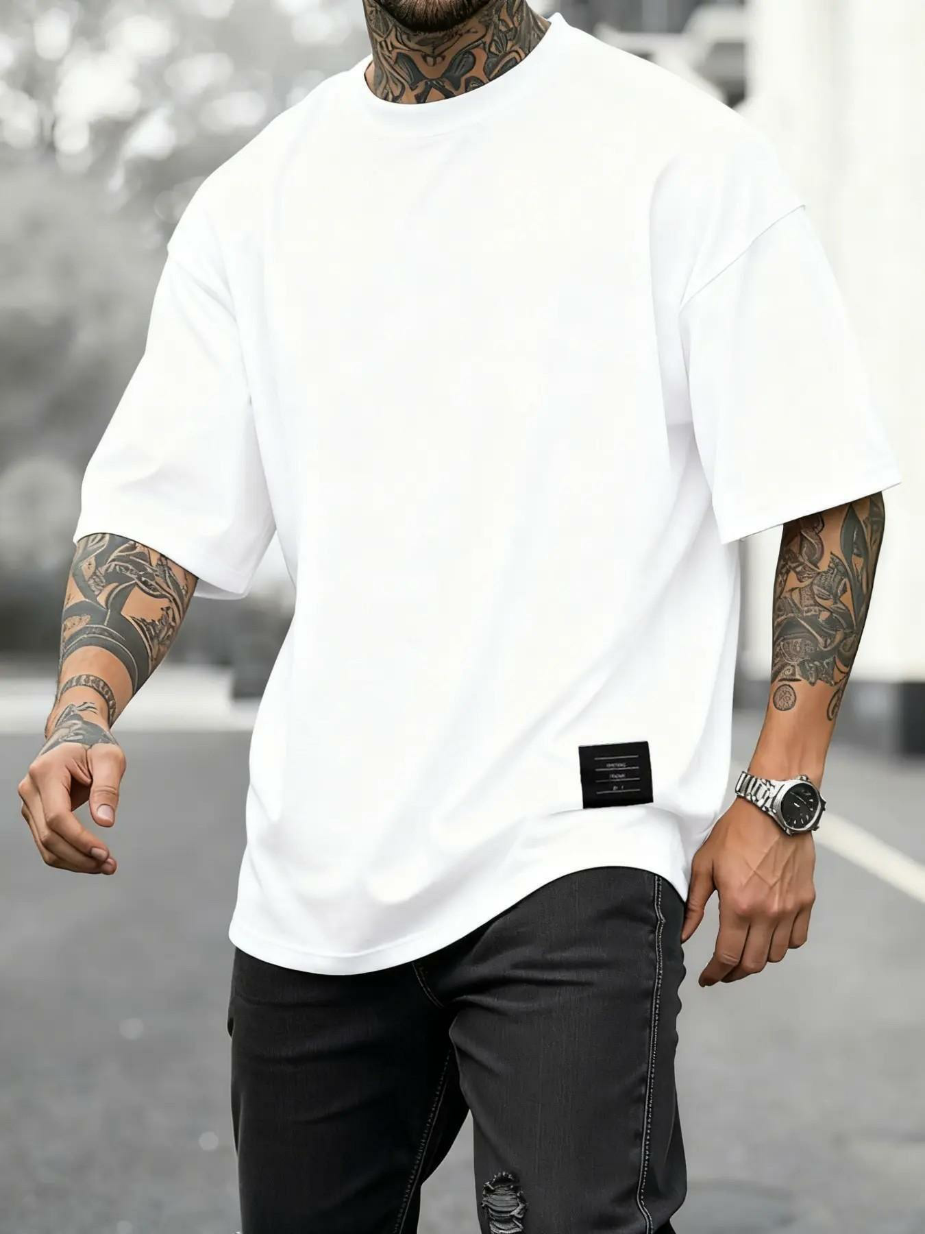 Men's Plus Size Round Neck Short Sleeve Shirt, Ultra Comfortable Everyday Wear, Casual Streetwear Oversized Style, Perfect for Daily Use