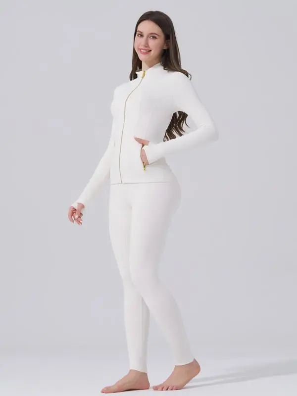 Soft brushed women's sports jacket, 25-inch inseam leggings