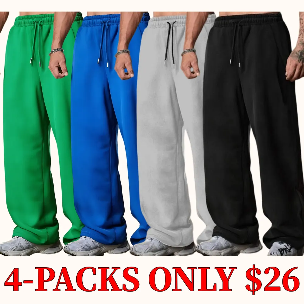 Men's Black Baggy Wide-Leg Sweatpants