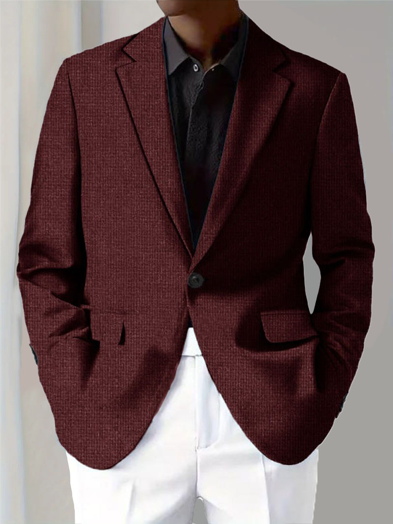 Men's Casual Solid Notch Lapel One Button Blazer