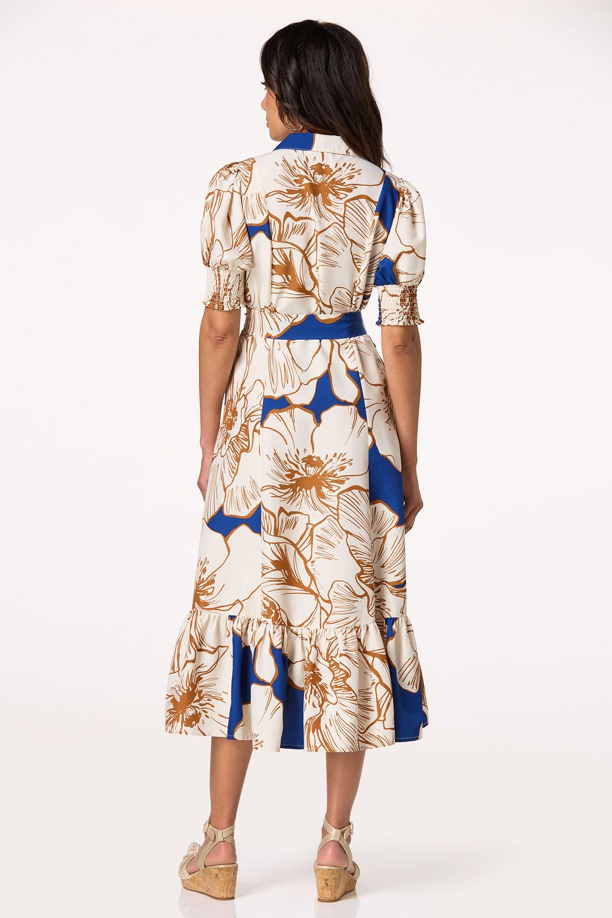 Bold Floral Puff Sleeve Dress