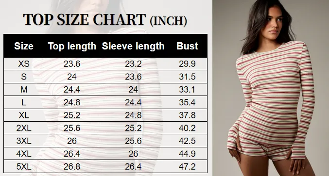 Women's Striped Knit Long Sleeve Top & High Waist Sporty Shorts Set