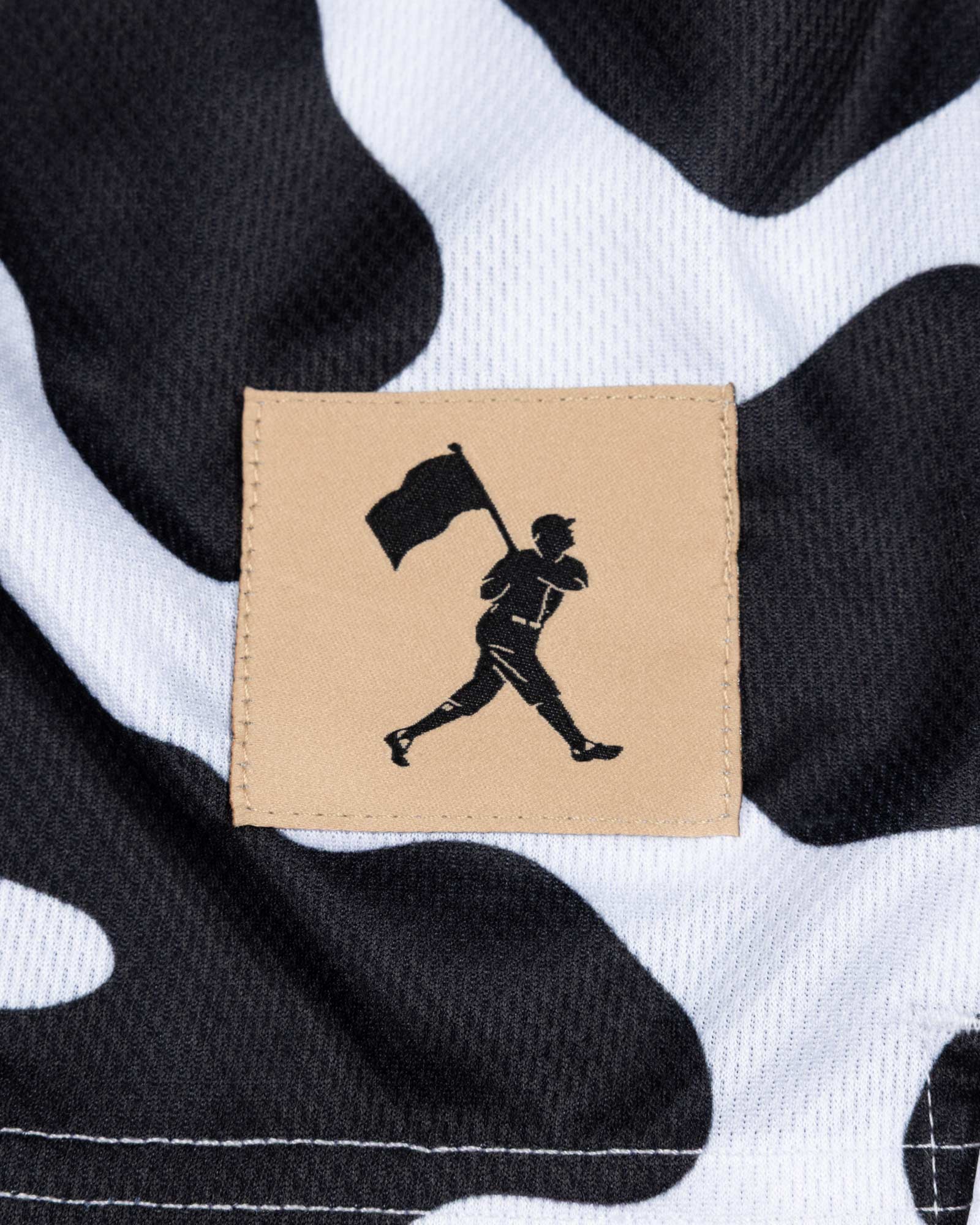 Moo Milk Cow Print Diamond Air Mesh Shorts (Black) - Youth