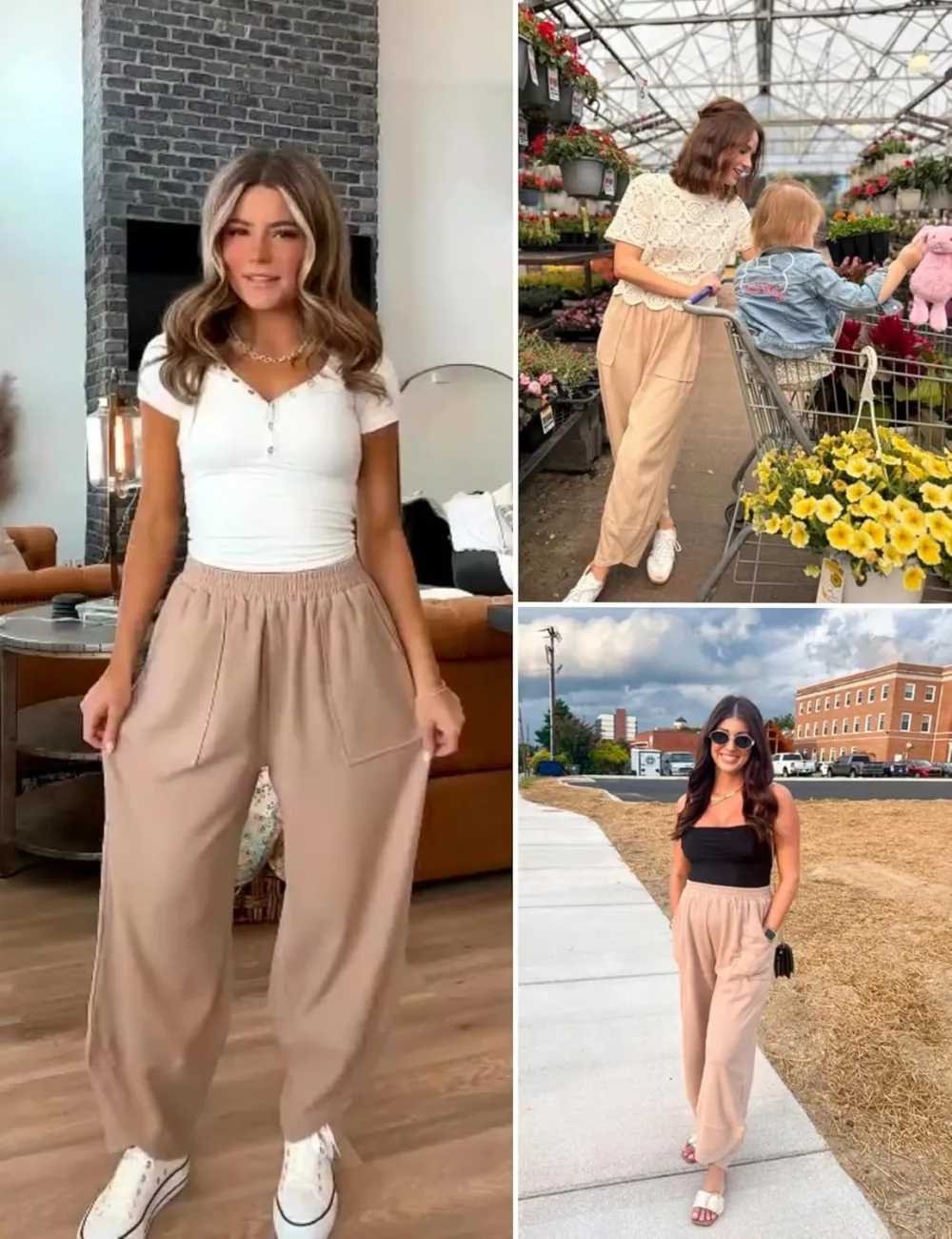 Women's Wide Leg Harem Pants Casual Palazzo Pants with Pockets High Waist Relaxed Fit