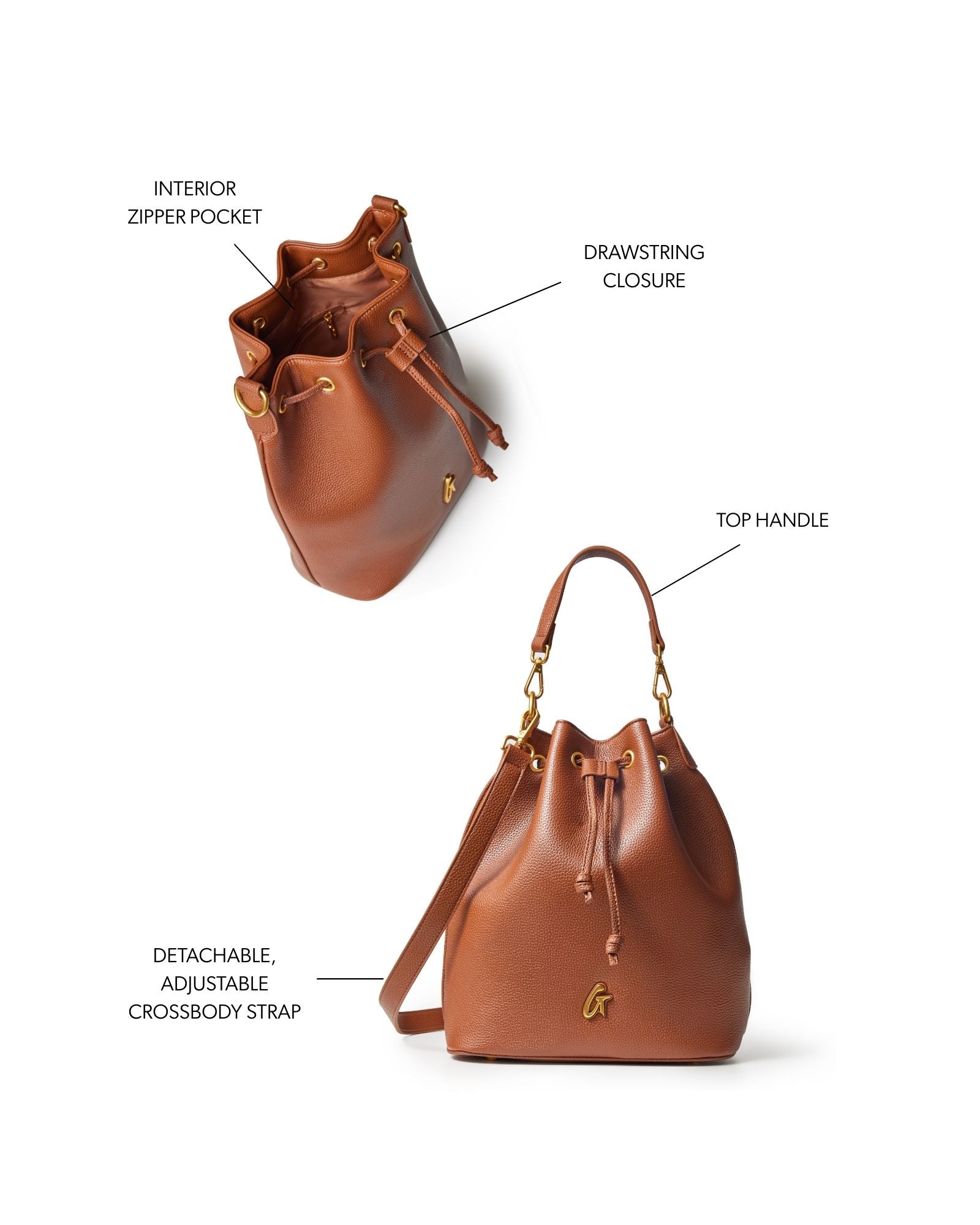 LARGE PEBBLE BUCKET BAG - BROWN