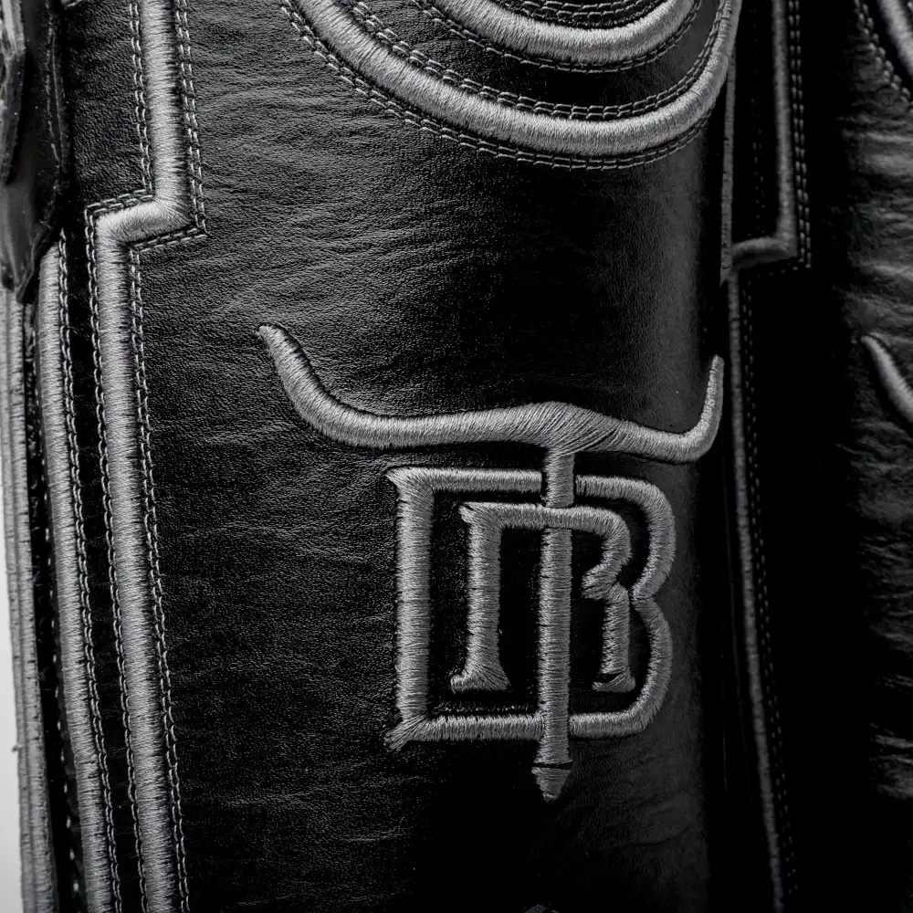 “Ace Of Spades” Grey Leather Boots - Square Toe