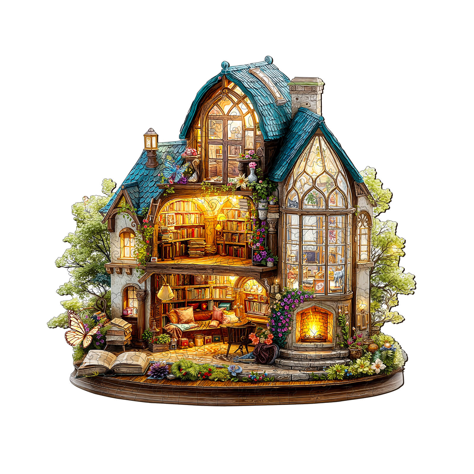 Fireside Library Wooden Jigsaw Puzzle