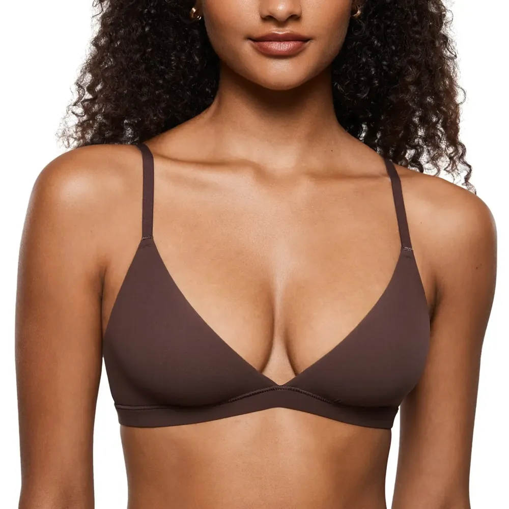 Women's Inbarely Triangle Bralette Plunge Unlined Seamless Bra No Underwire Sexy Comfortable
