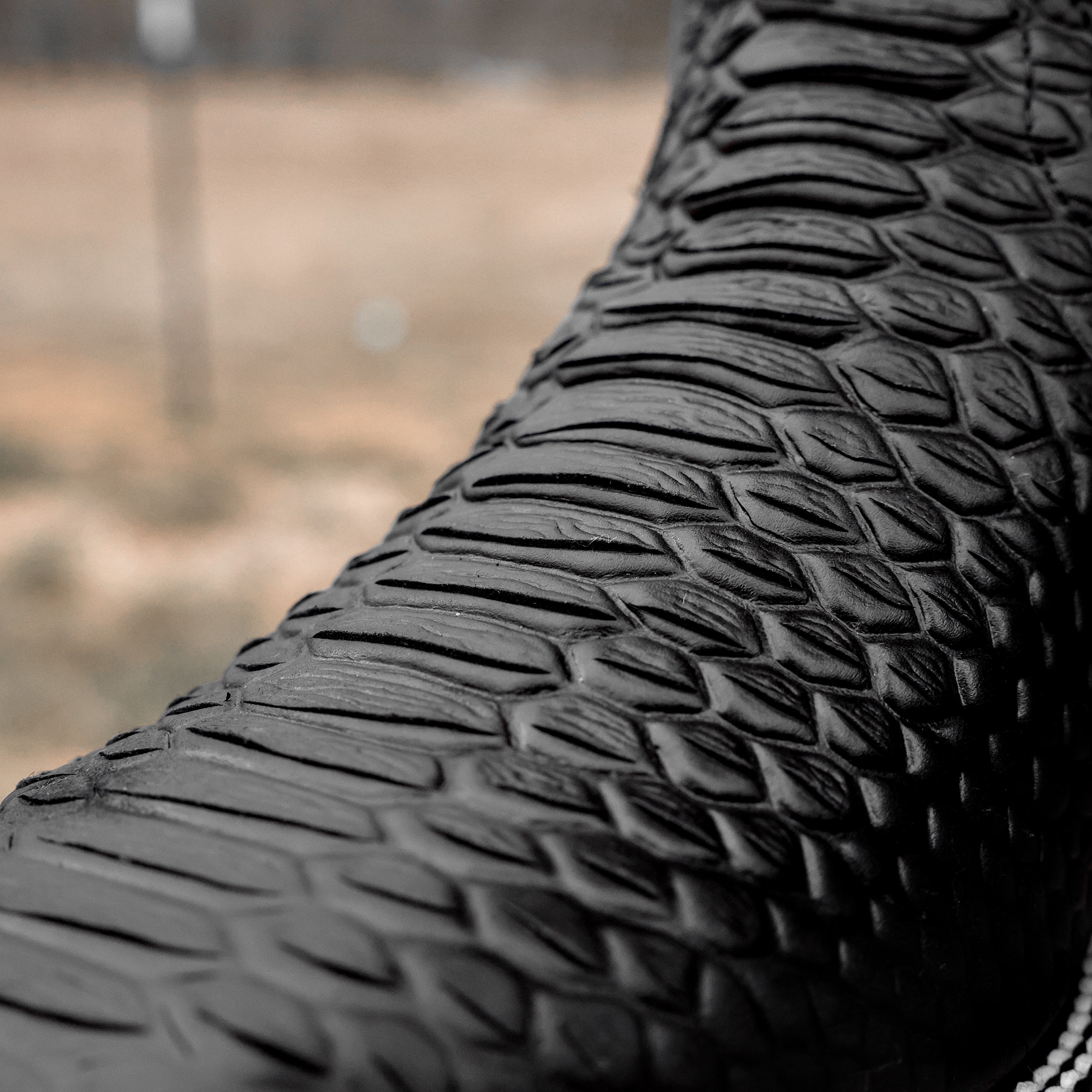 Matte Black Python Leather Boots - Square Toe