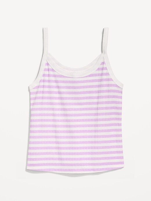 Pointelle Cami Tank Top White/Purple Stripe