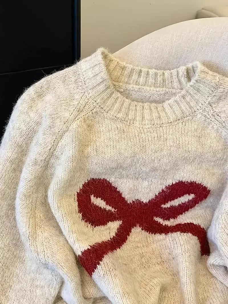 Elegant Bow Knit Sweater for Women