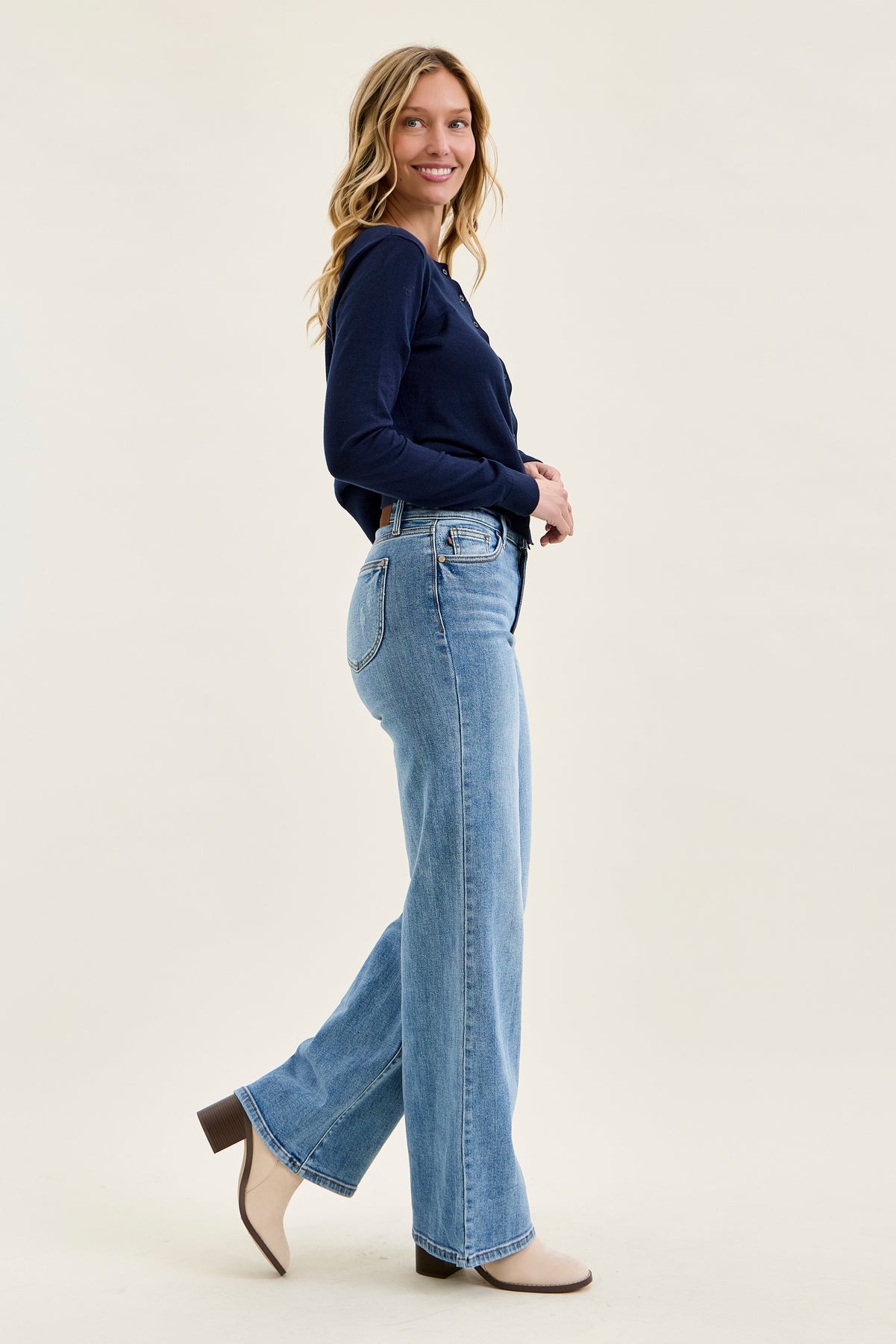 Lux Brushed Indigo Vintage Wide Leg