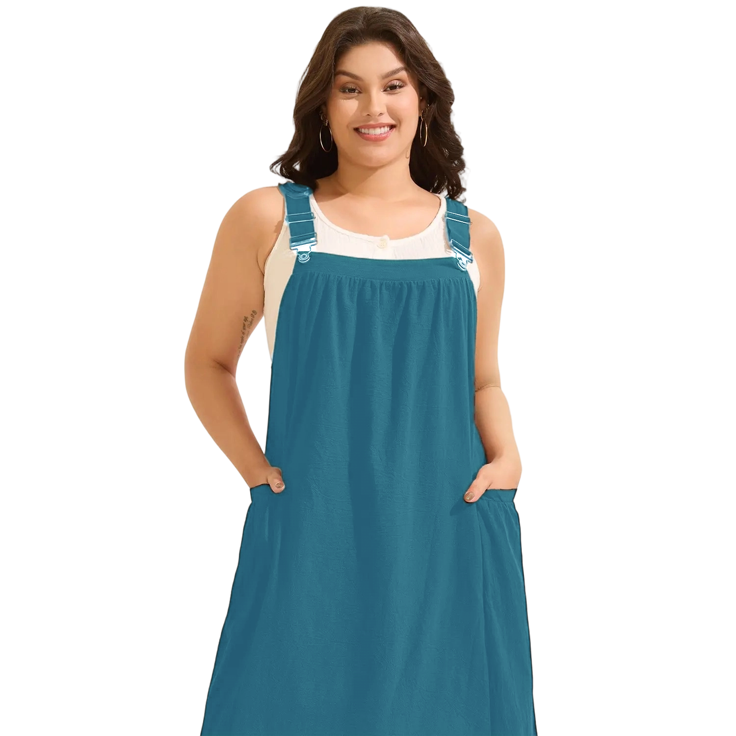 【Summer Turn-Up】【Pocket Approved】 Rust Pure Cotton Pleated Pockets Midi Dress