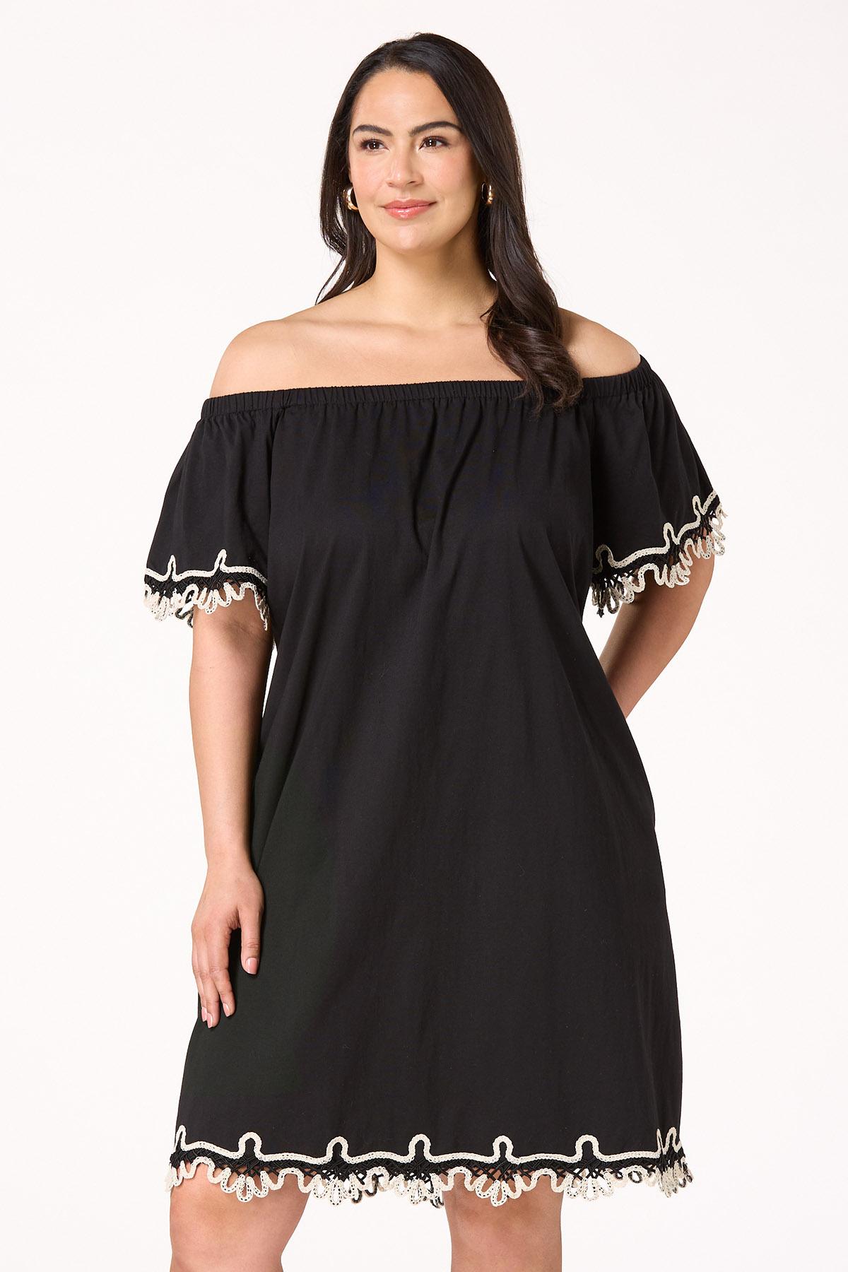 Plus Size Crochet Trim Swing Dress