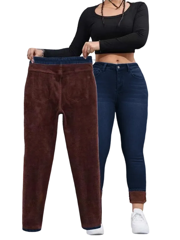 Women's Autumn/Winter Fleece-Lined Jeans
